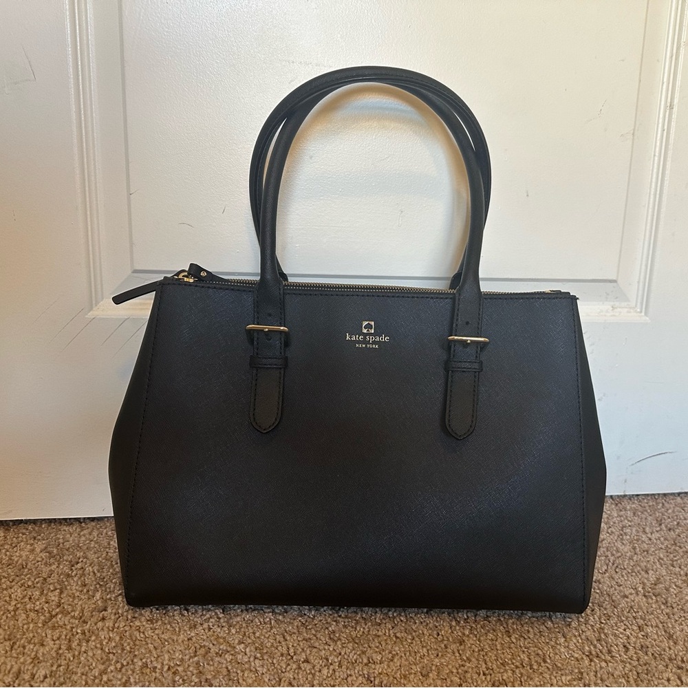 Kate Spade tote and laptop bag, black with gold hardware, excellent condition